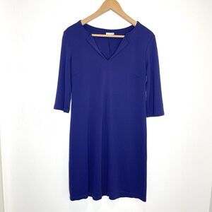 Persifor Shift Dress Womens Medium Navy Blue Stretch 3/4 Sleeves